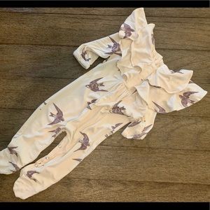 Ruffled Dove Footie 3-6M
